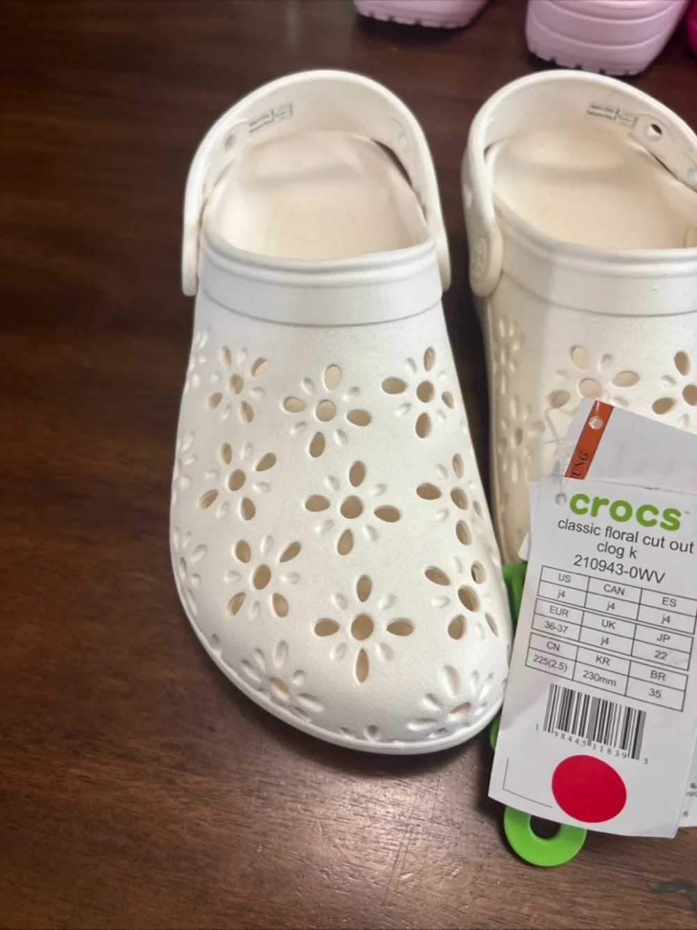 CROCS Classic Floral Cutout Clog in White